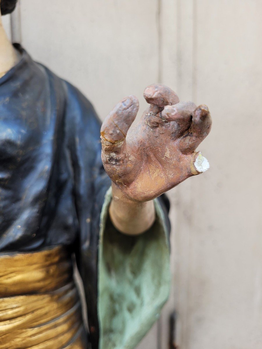 Att à Goldscheider, Japanese, Painted Terracotta Sculpture, 19th Century-photo-6