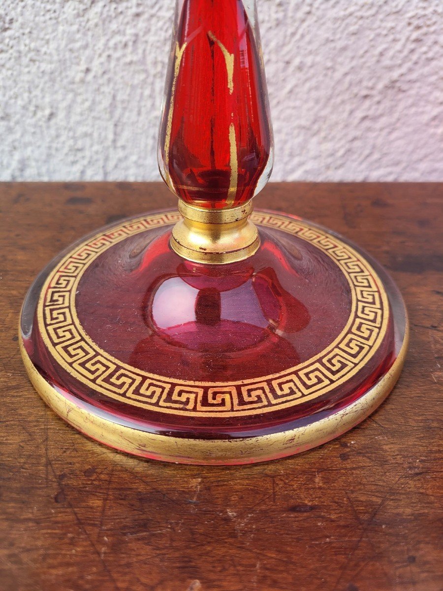 Set Of 10 Plates And 2 Fruit Bowls In Ruby Glass, Late 19th Century-photo-2