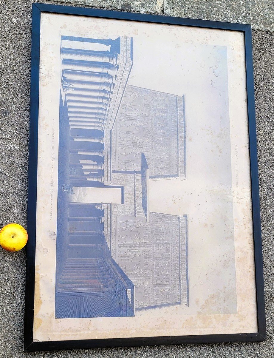 Temple Of Edfu, Framed Engraving 19th Century-photo-2