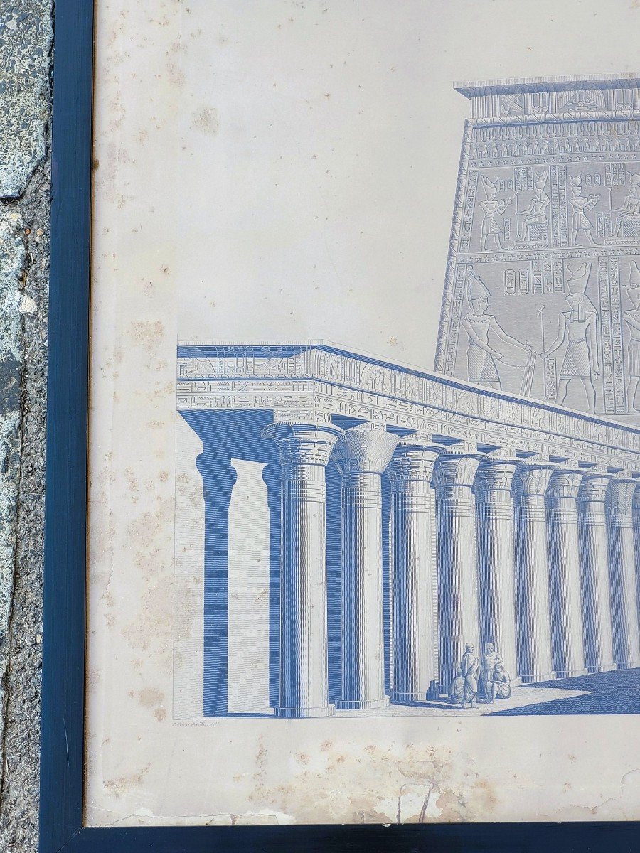 Temple Of Edfu, Framed Engraving 19th Century-photo-5