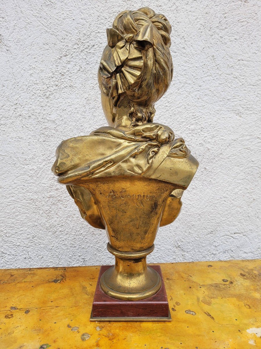 A Carrier, Bronze Bust Of A Woman, Signed, 19th Century-photo-4