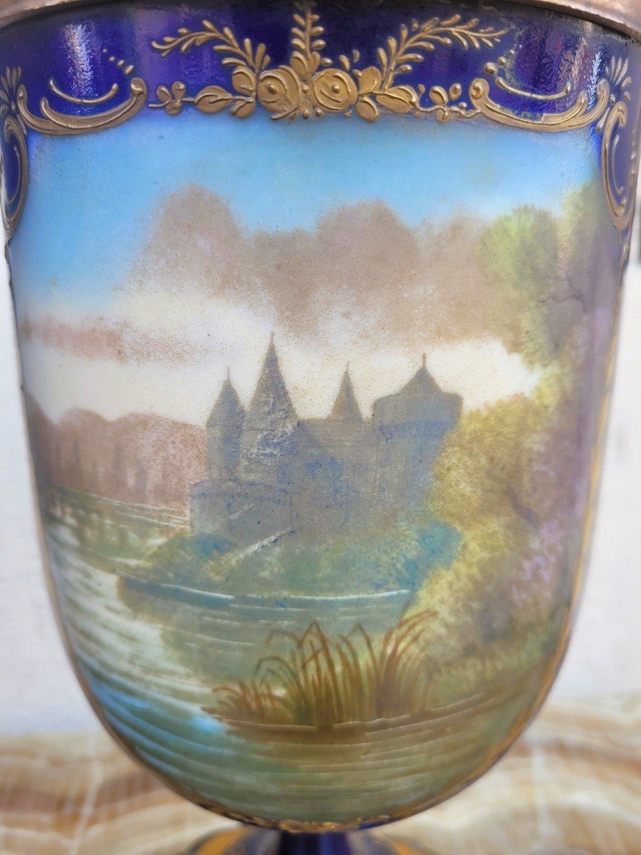 Sèvres, Paire De Vases Couverts En Porcelaine, Marque Château Des Tuileries, XIXème Siècle-photo-3