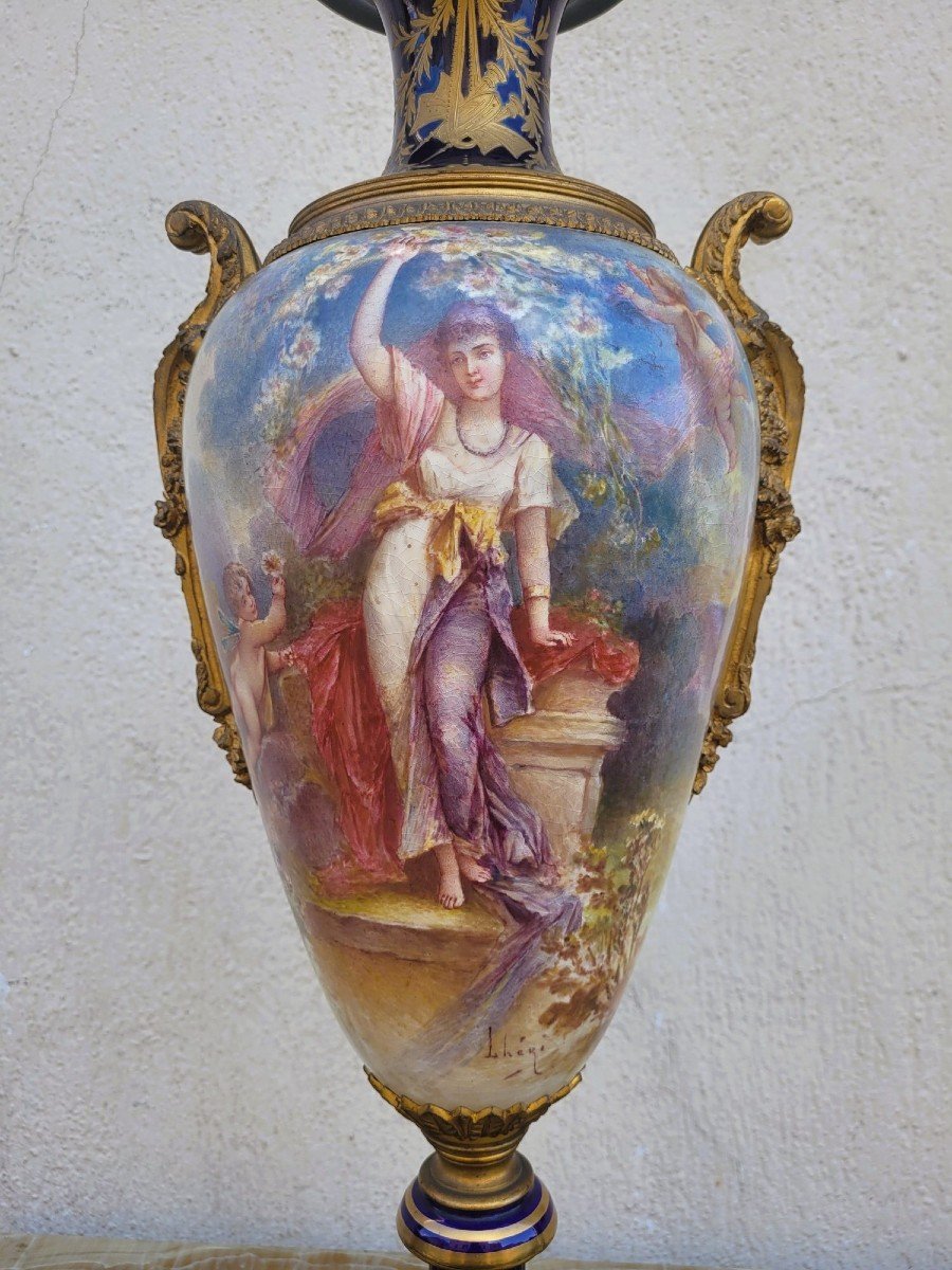 Dans Le Goût De Sèvres,  Grand Vase En Porcelaine Et Bronze, XIXème Siècle-photo-3