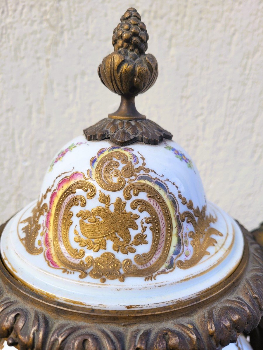 Large Rotating Porcelain And Bronze Vase, Sèvres, 19th Century-photo-2