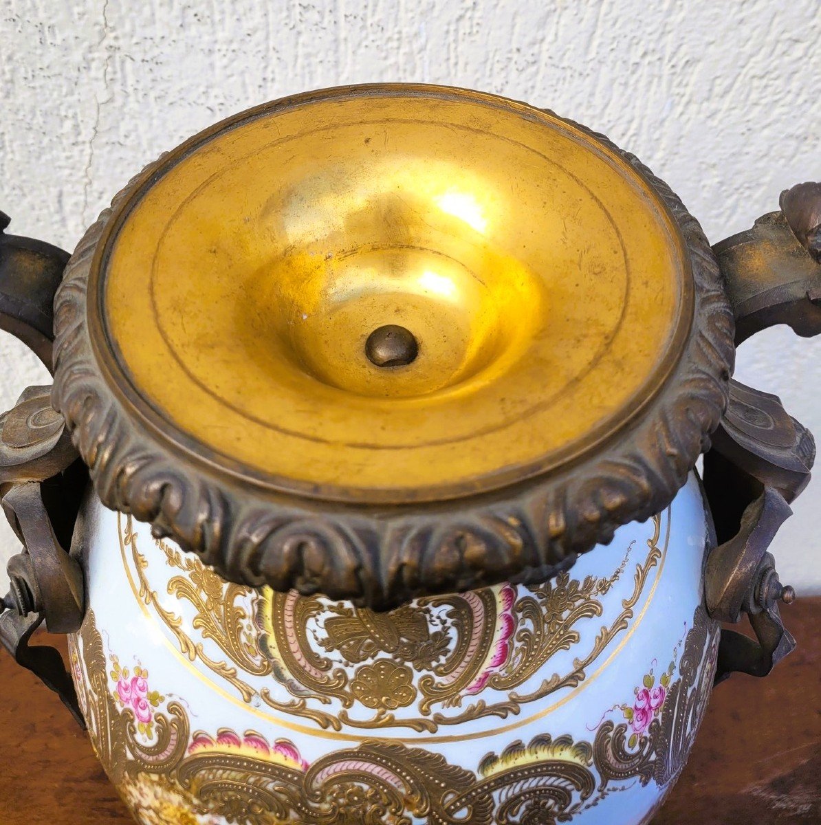 Large Rotating Porcelain And Bronze Vase, Sèvres, 19th Century-photo-3