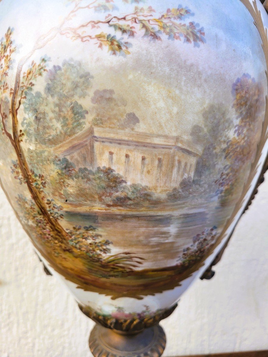 Large Rotating Porcelain And Bronze Vase, Sèvres, 19th Century-photo-5