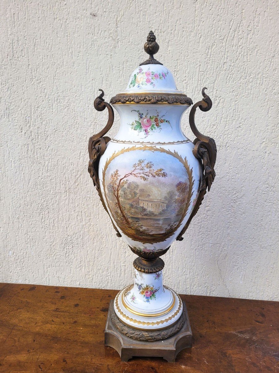 Large Rotating Porcelain And Bronze Vase, Sèvres, 19th Century-photo-6