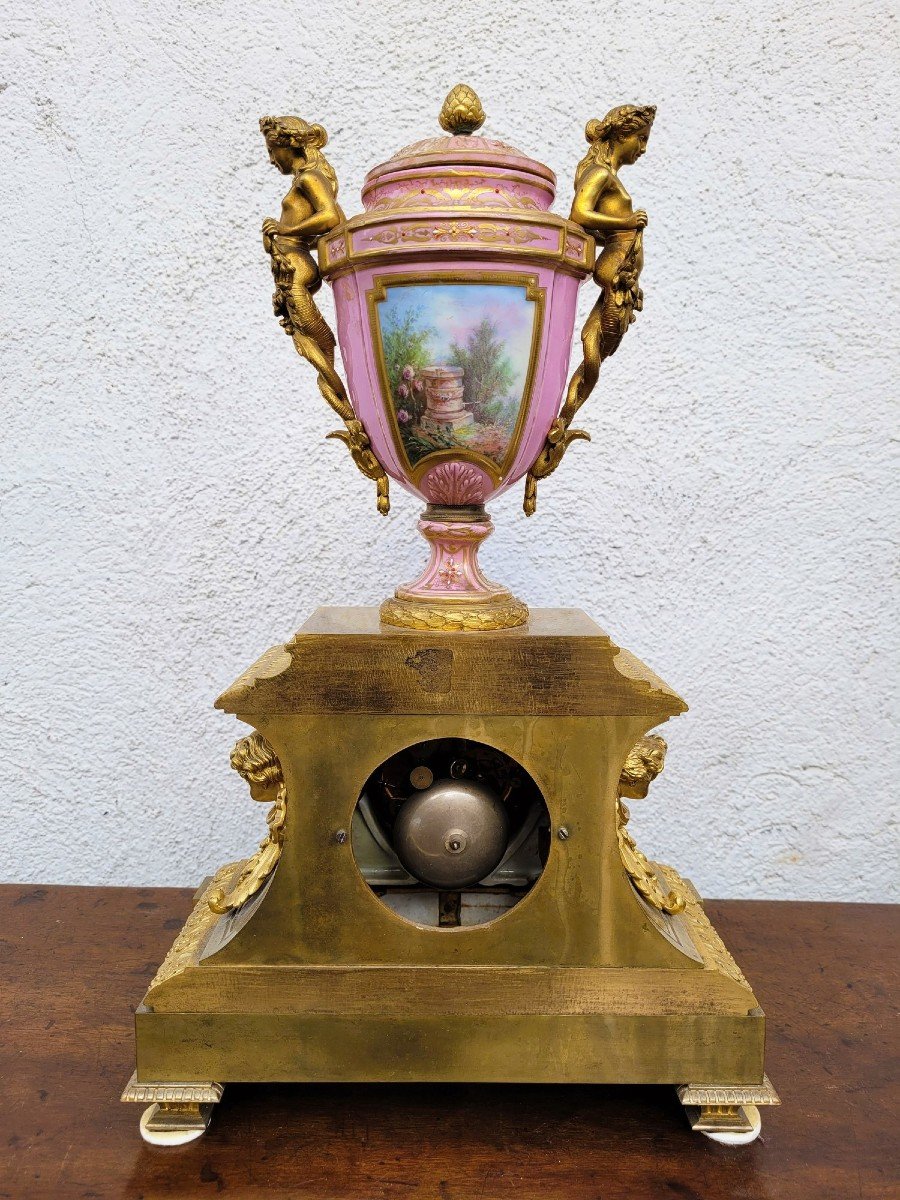 Pendule En Porcelaine Et Bronze Doré, Napoléon III, XIXème Siècle-photo-4