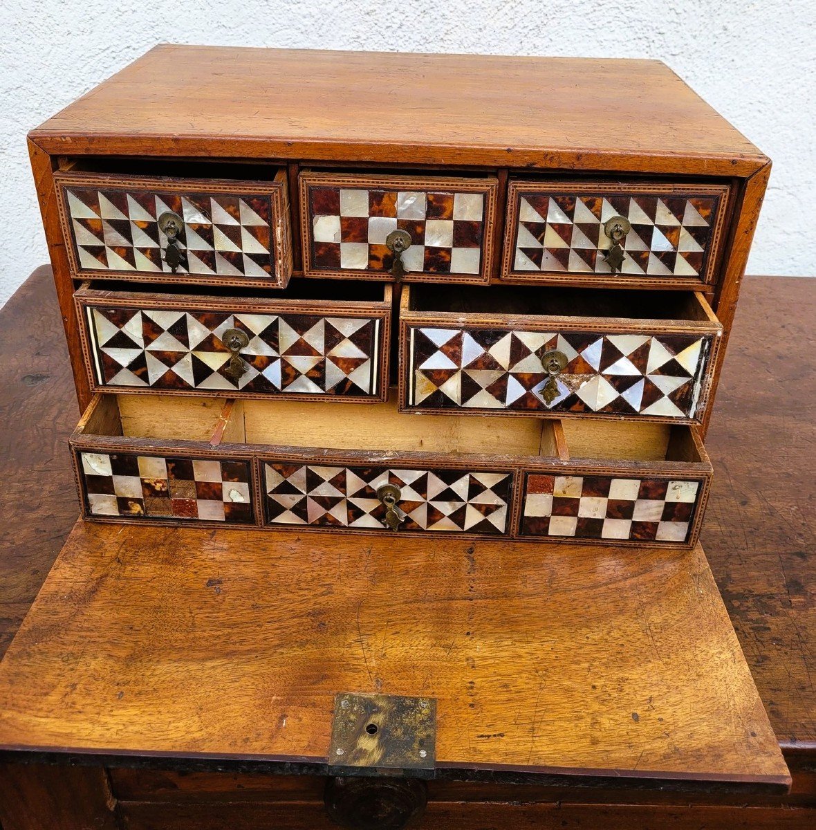 Syrian Cabinet In Mother-of-pearl Marquetry, 19th Century-photo-4