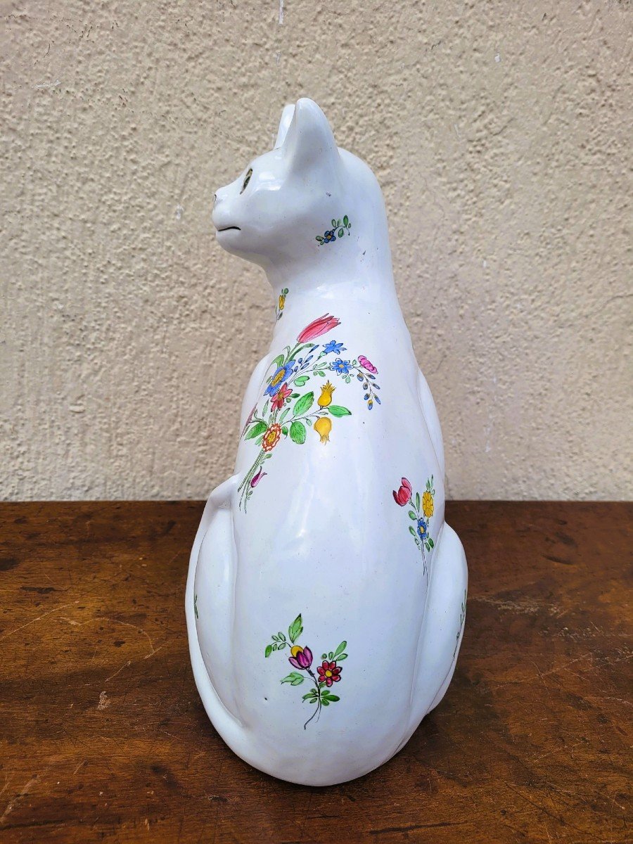 Emile Gallé, Chat En Faïence Polychrome, Art Nouveau, fin XIXème Siècle-photo-2