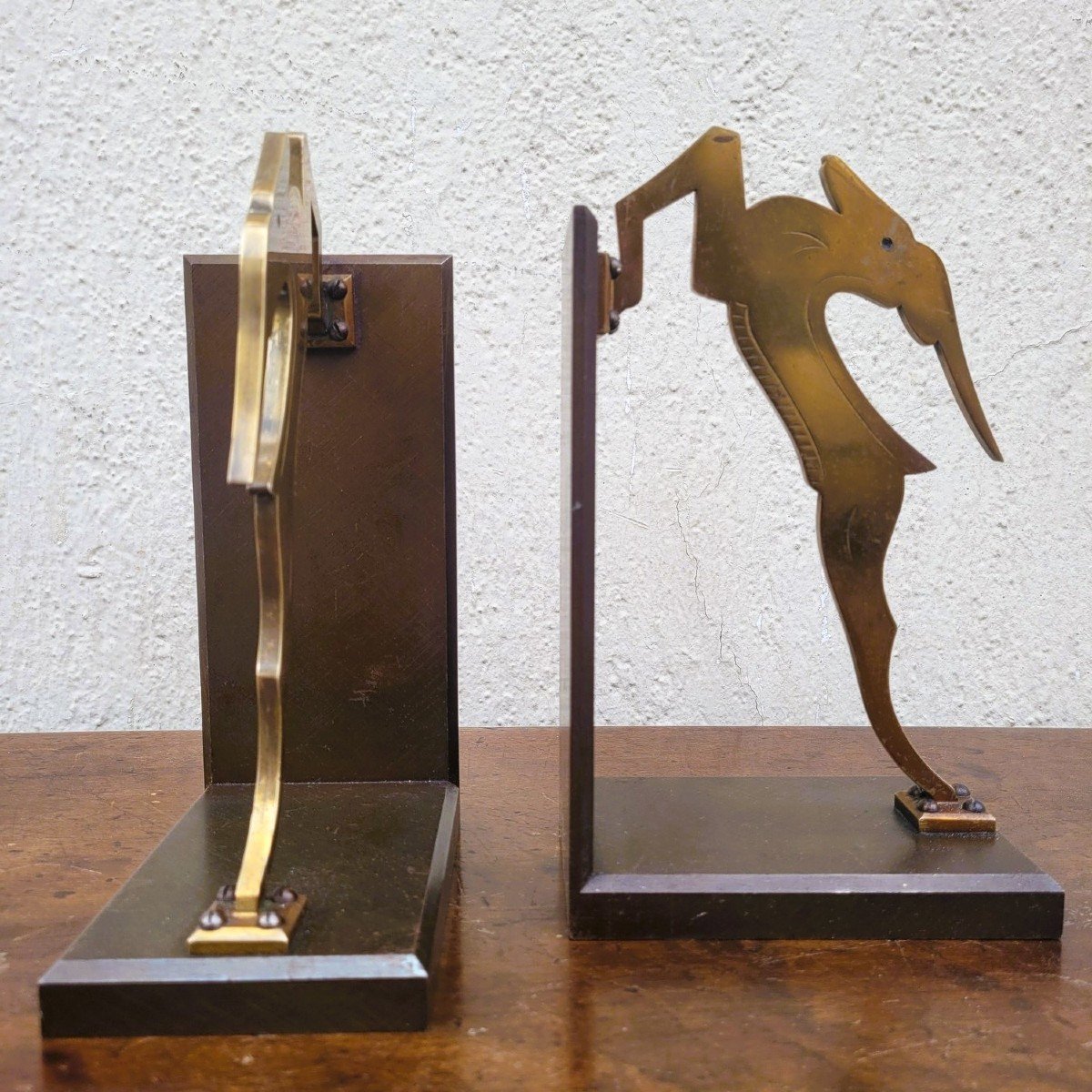 Pair Of Antelope Bookends, Bronze, 20th Century-photo-3