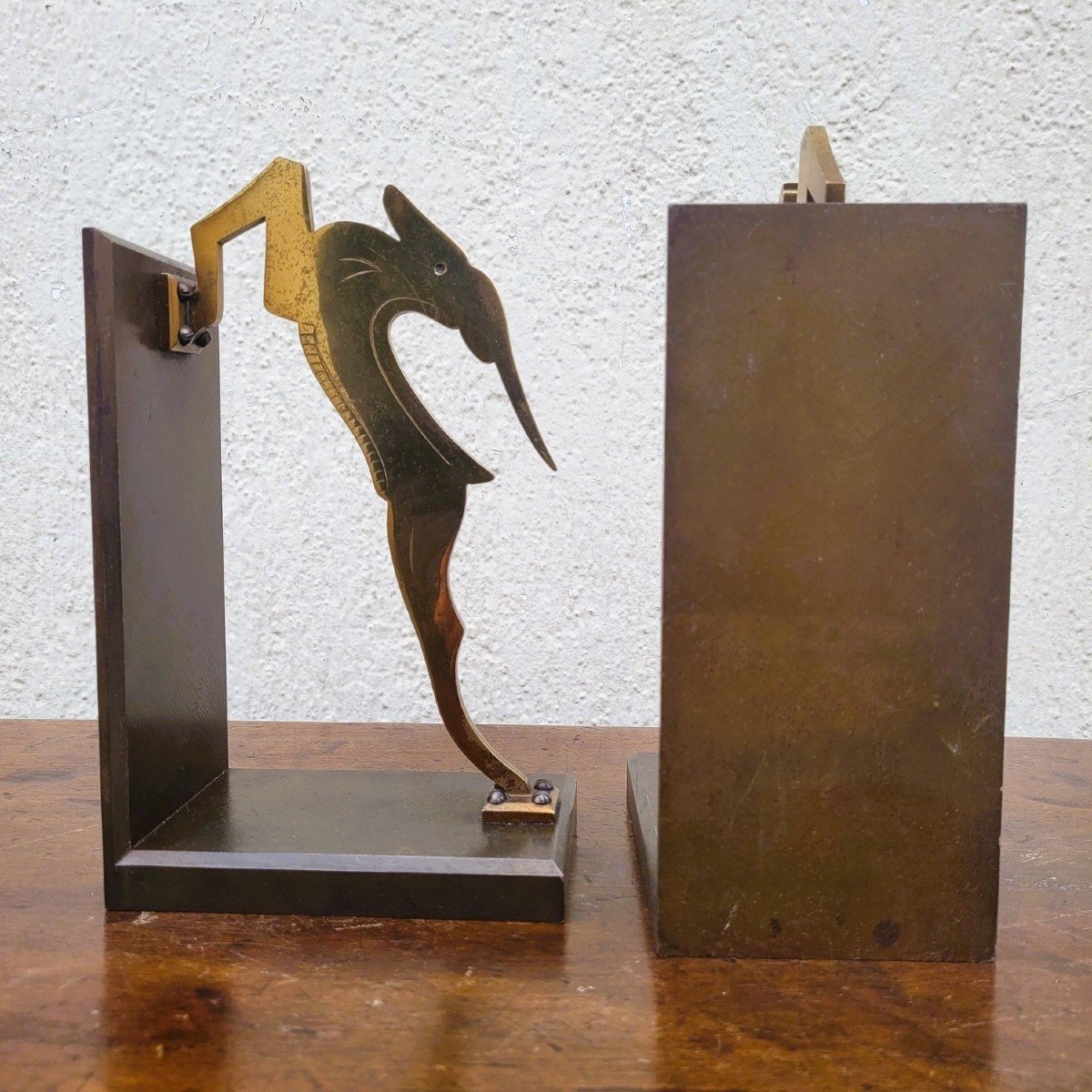 Pair Of Antelope Bookends, Bronze, 20th Century-photo-4