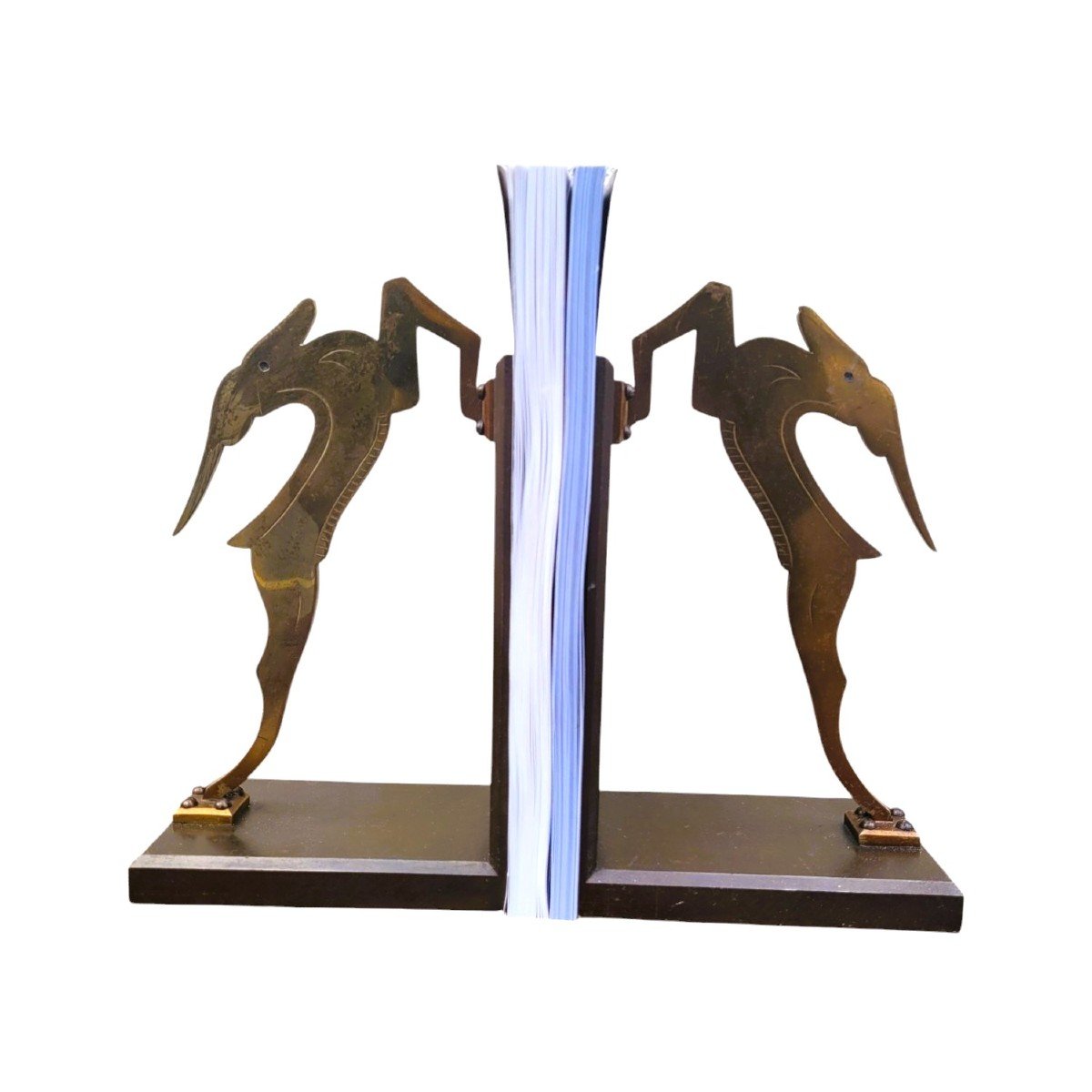 Pair Of Antelope Bookends, Bronze, 20th Century