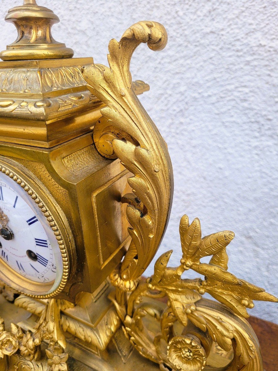 Gilt Bronze Clock, Napoleon III, 19th Century-photo-4