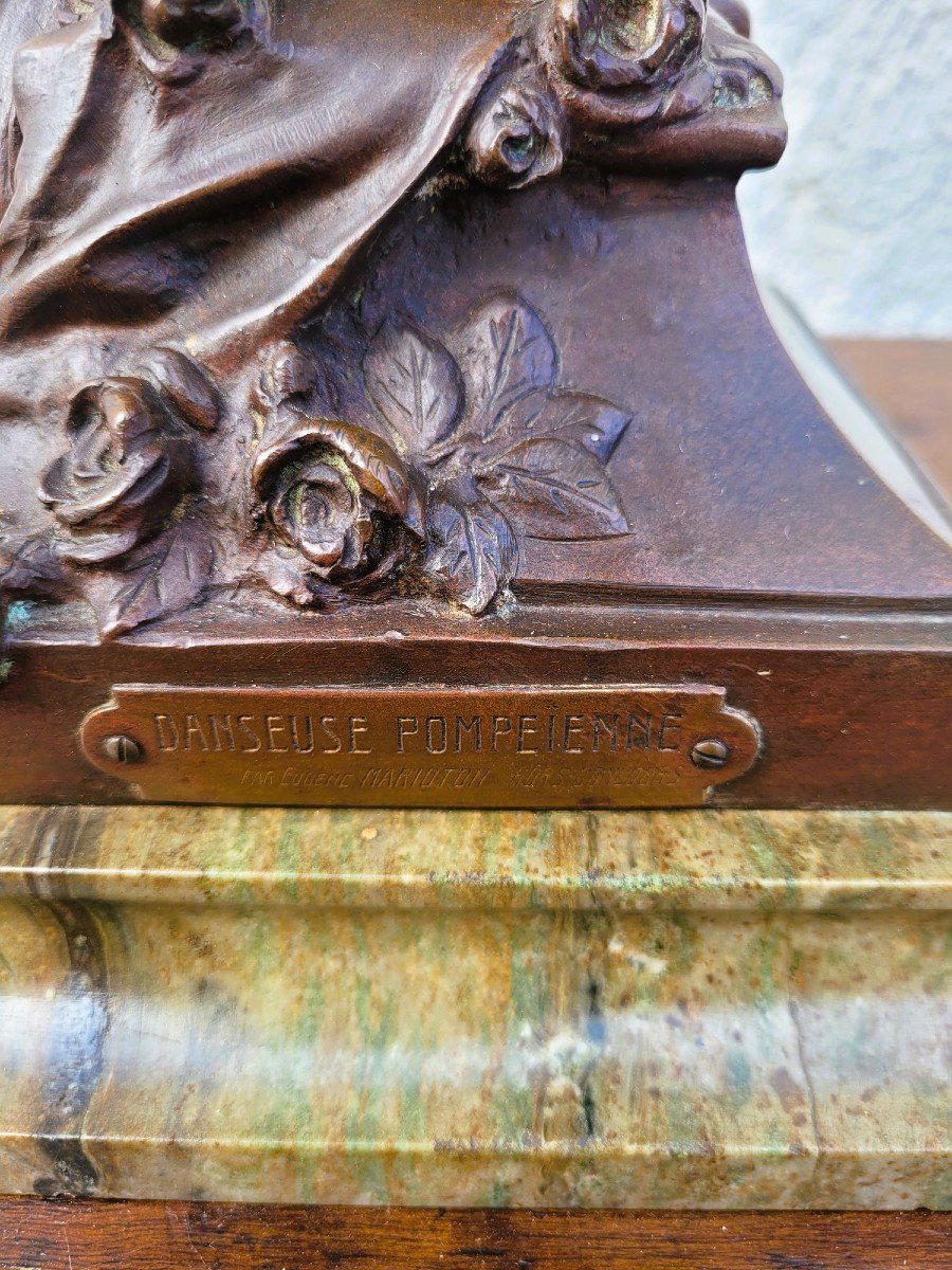 E Marioton, Danseuse Pompéienne, Bronze Signé, Fin XIXème Début XXème Siècle-photo-1