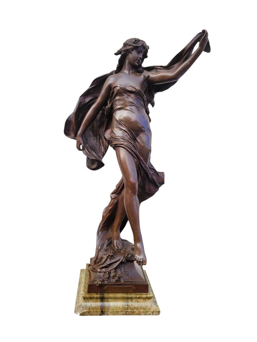 E Marioton, Danseuse Pompéienne, Bronze Signé, Fin XIXème Début XXème Siècle