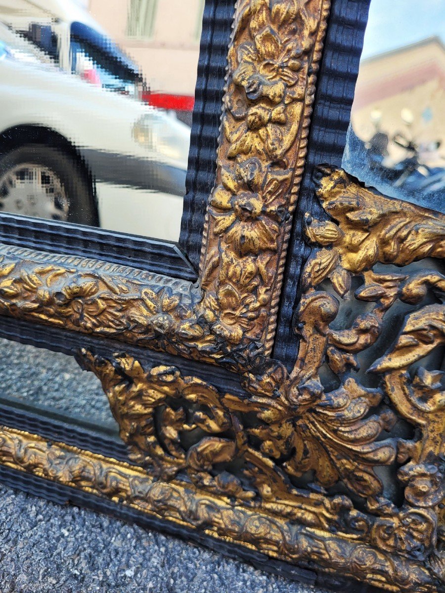 Large Louis XIV Style Mirror With Glazing Beads, 136 X 86cm, 19th Century-photo-3