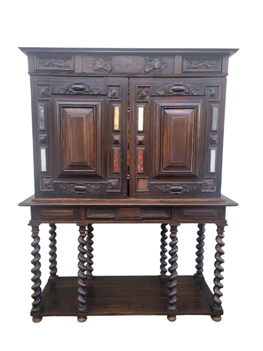 Grand Cabinet Avec Théâtre Sur Piètement, Hollande, XIXème Siècle