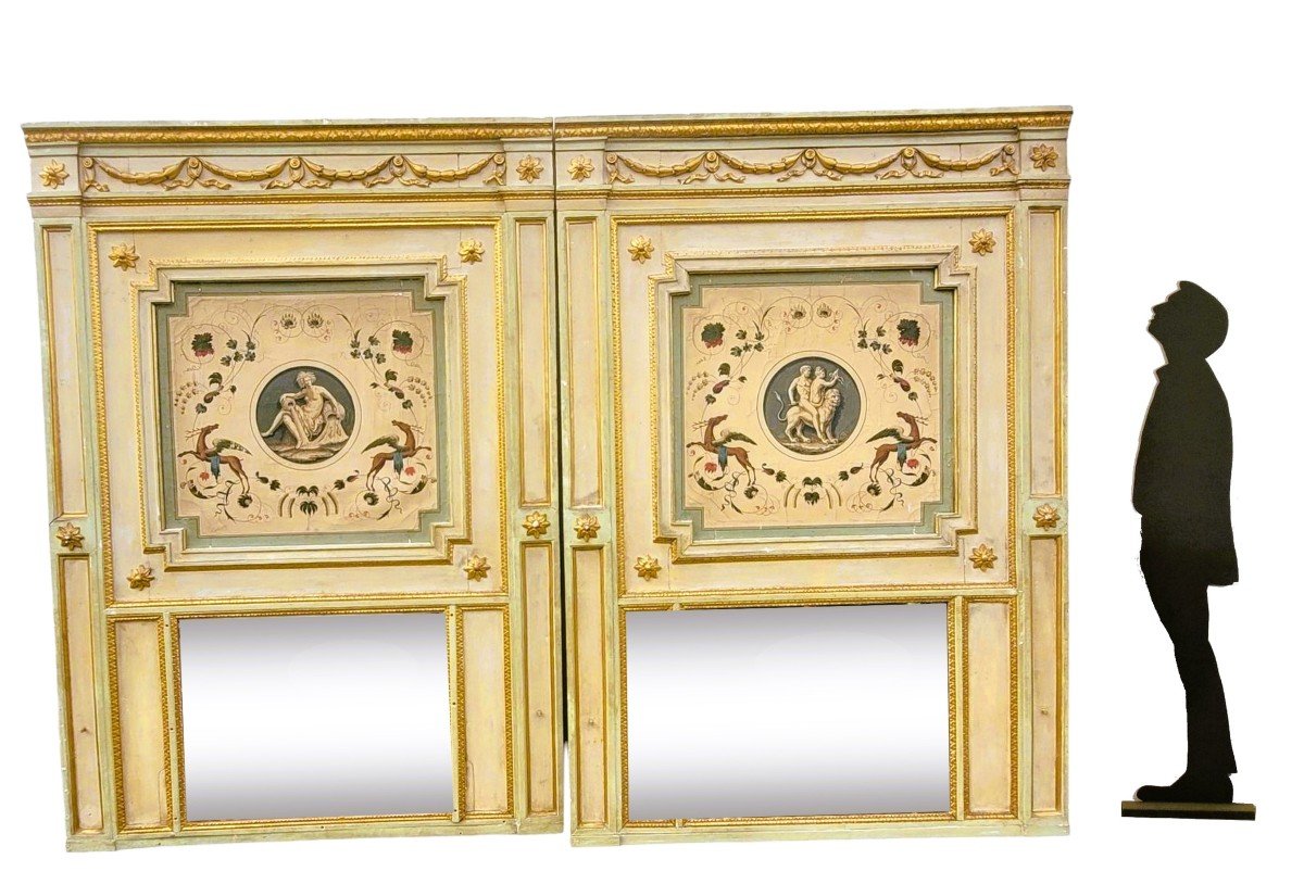 Pair Of Large Palace Trumeaux (h247cm), Early 19th Century                           -photo-4