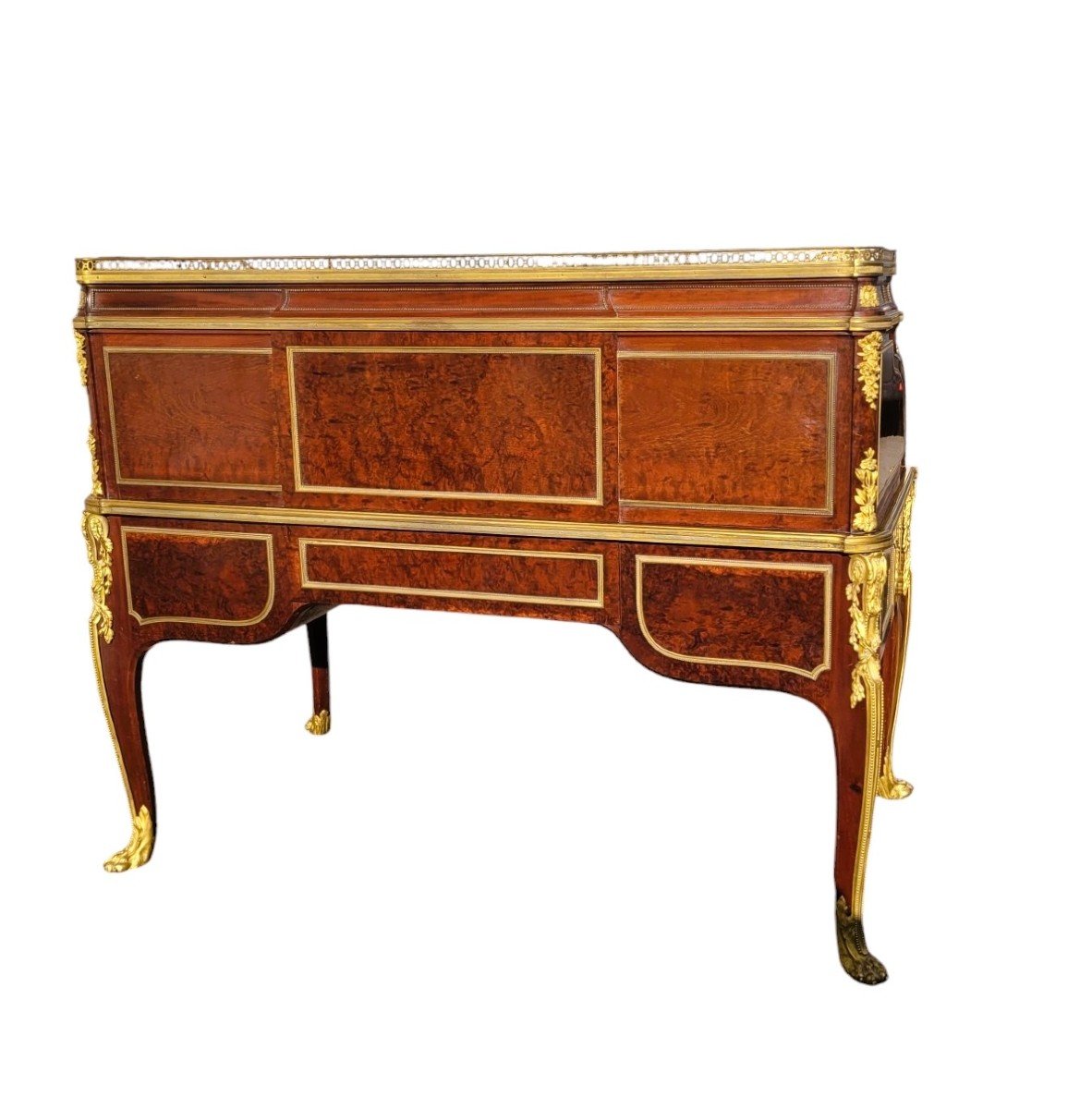 Attributed To H Dasson, Mahogany Cylinder Desk, 19th Century-photo-3