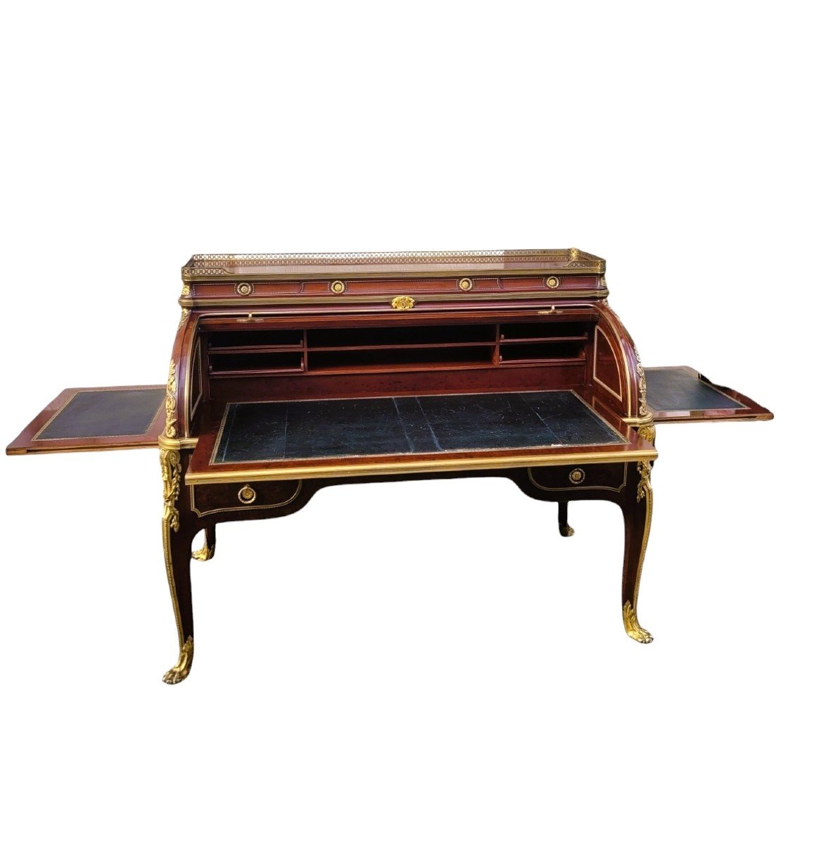 Attributed To H Dasson, Mahogany Cylinder Desk, 19th Century-photo-4