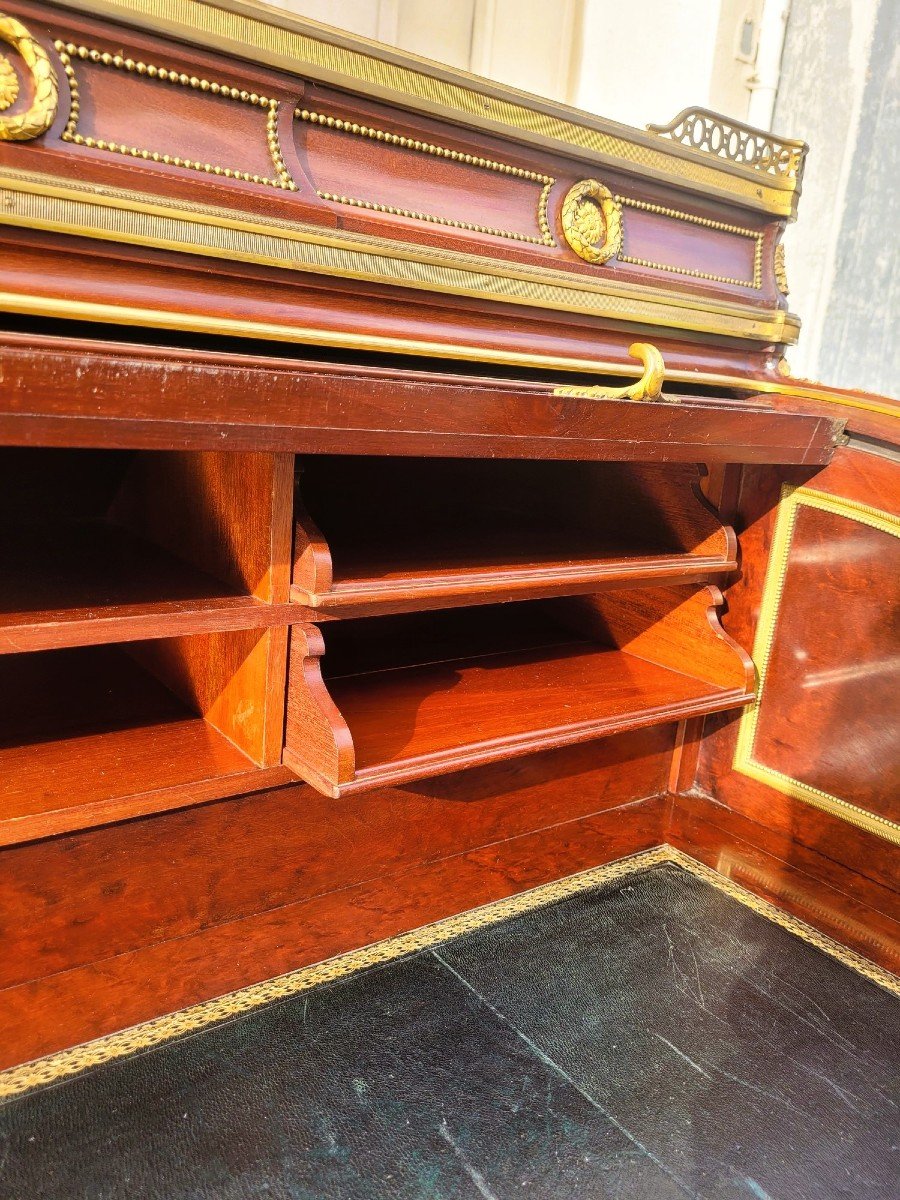 Attributed To H Dasson, Mahogany Cylinder Desk, 19th Century-photo-1