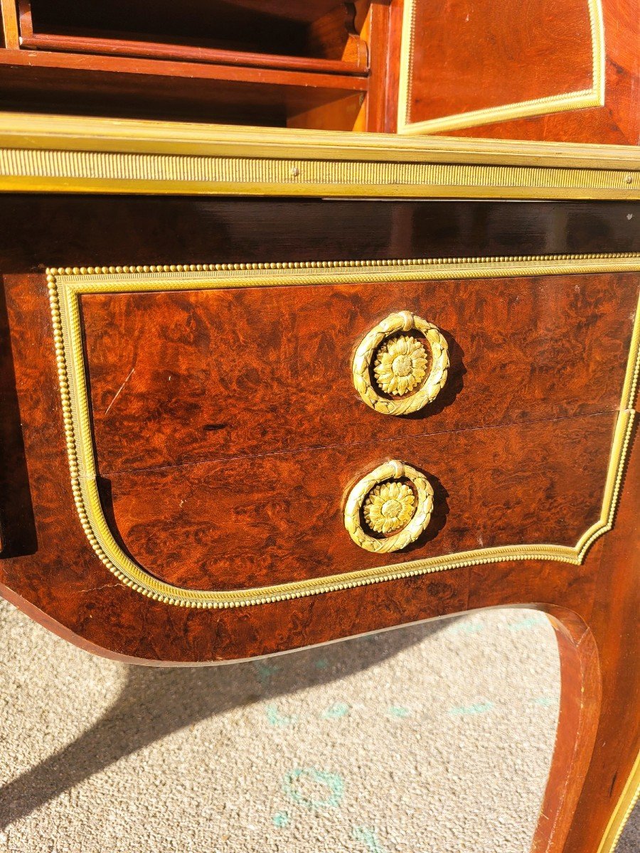 Attributed To H Dasson, Mahogany Cylinder Desk, 19th Century-photo-3