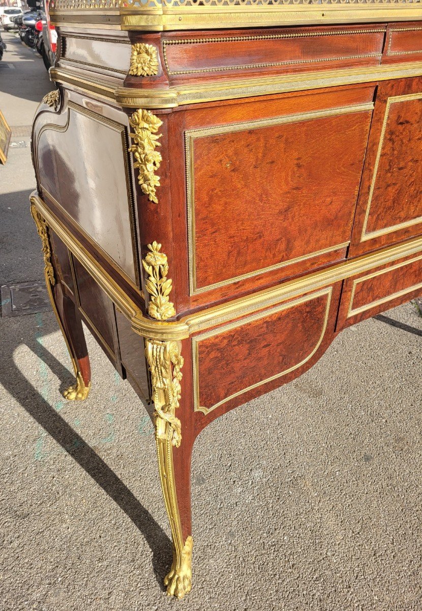 Attributed To H Dasson, Mahogany Cylinder Desk, 19th Century-photo-8