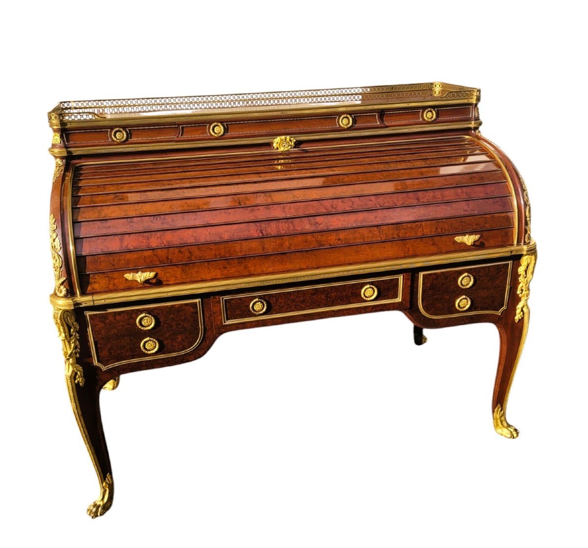 Attributed To H Dasson, Mahogany Cylinder Desk, 19th Century