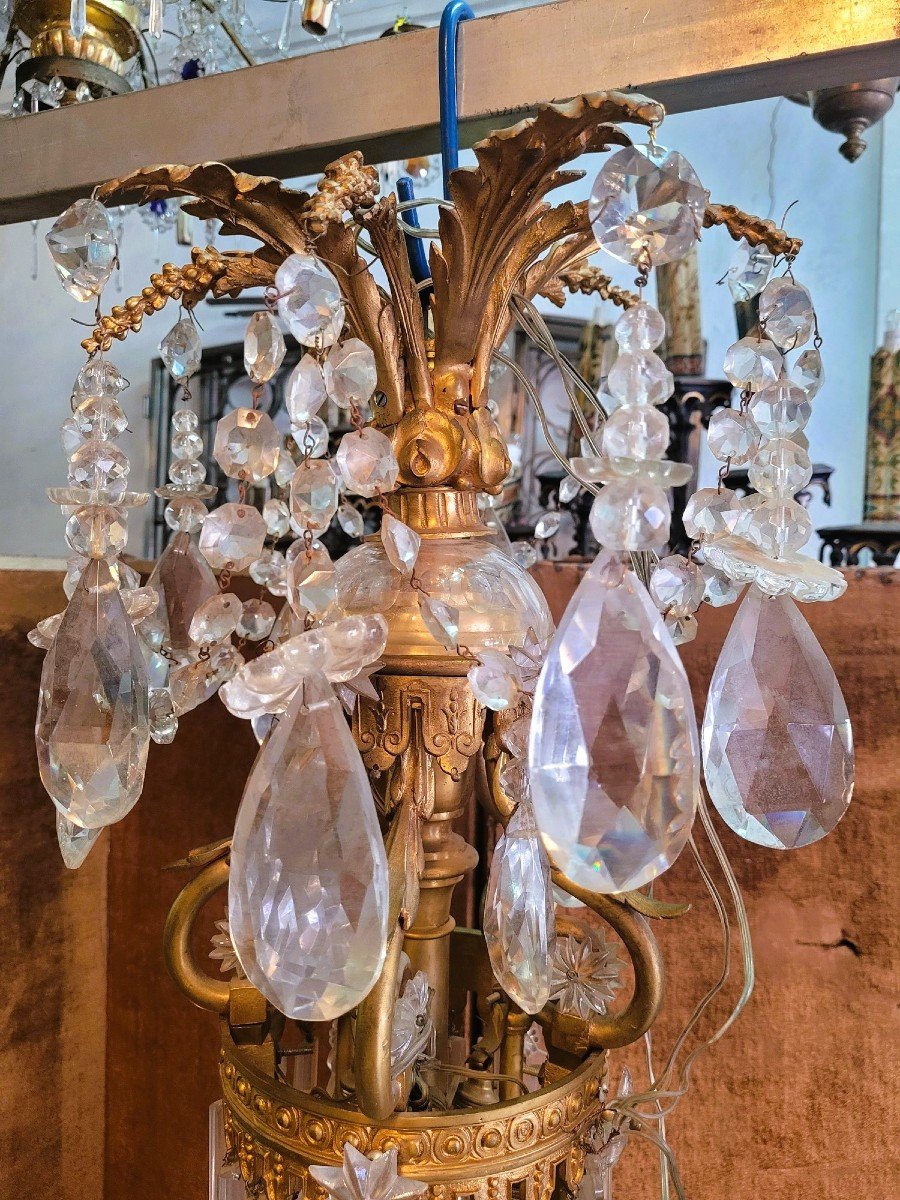 Large Chandelier In Gilt Bronze And Crystal, Napoleon III, Early 20th Century-photo-2