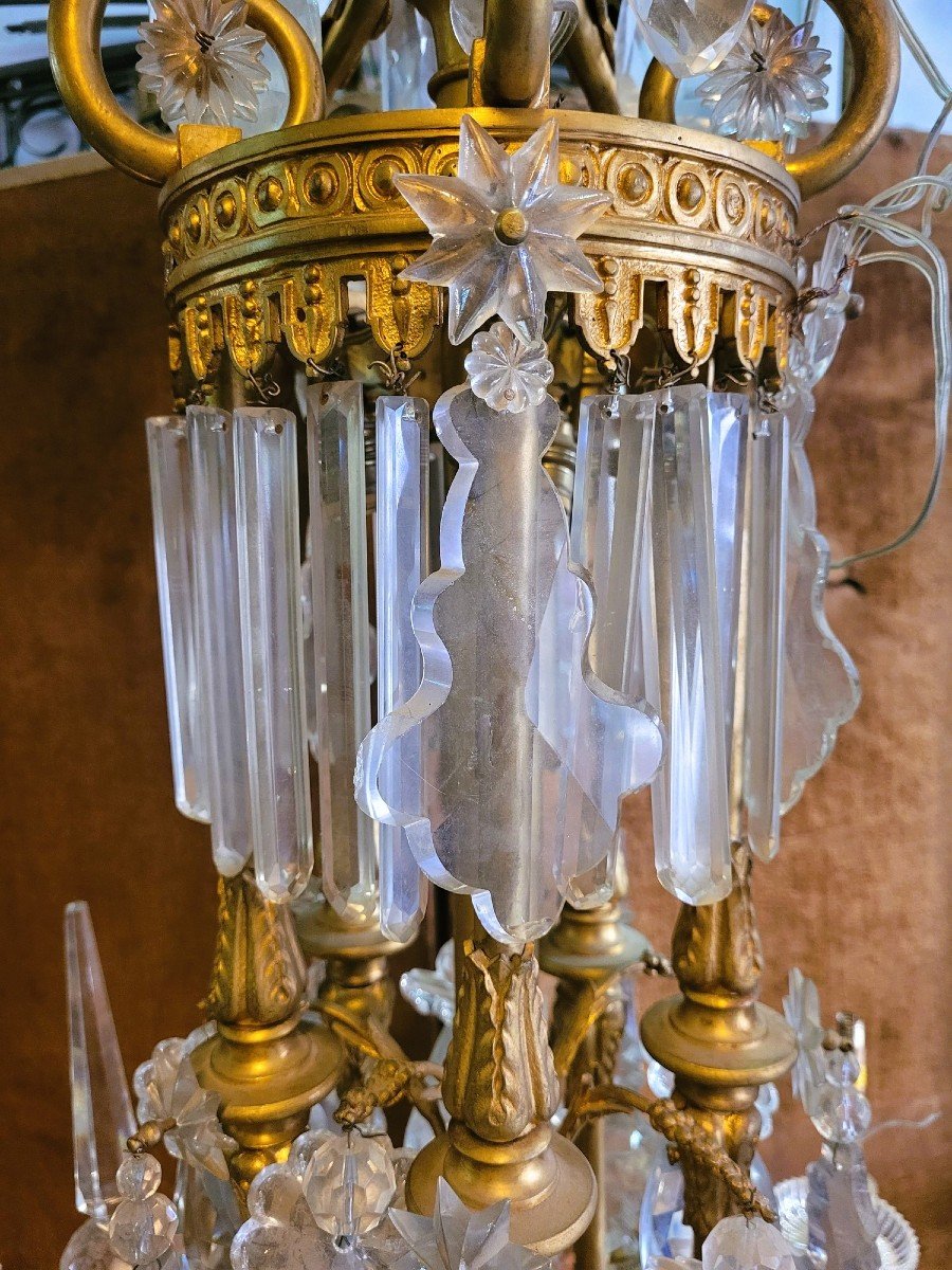 Large Chandelier In Gilt Bronze And Crystal, Napoleon III, Early 20th Century-photo-4