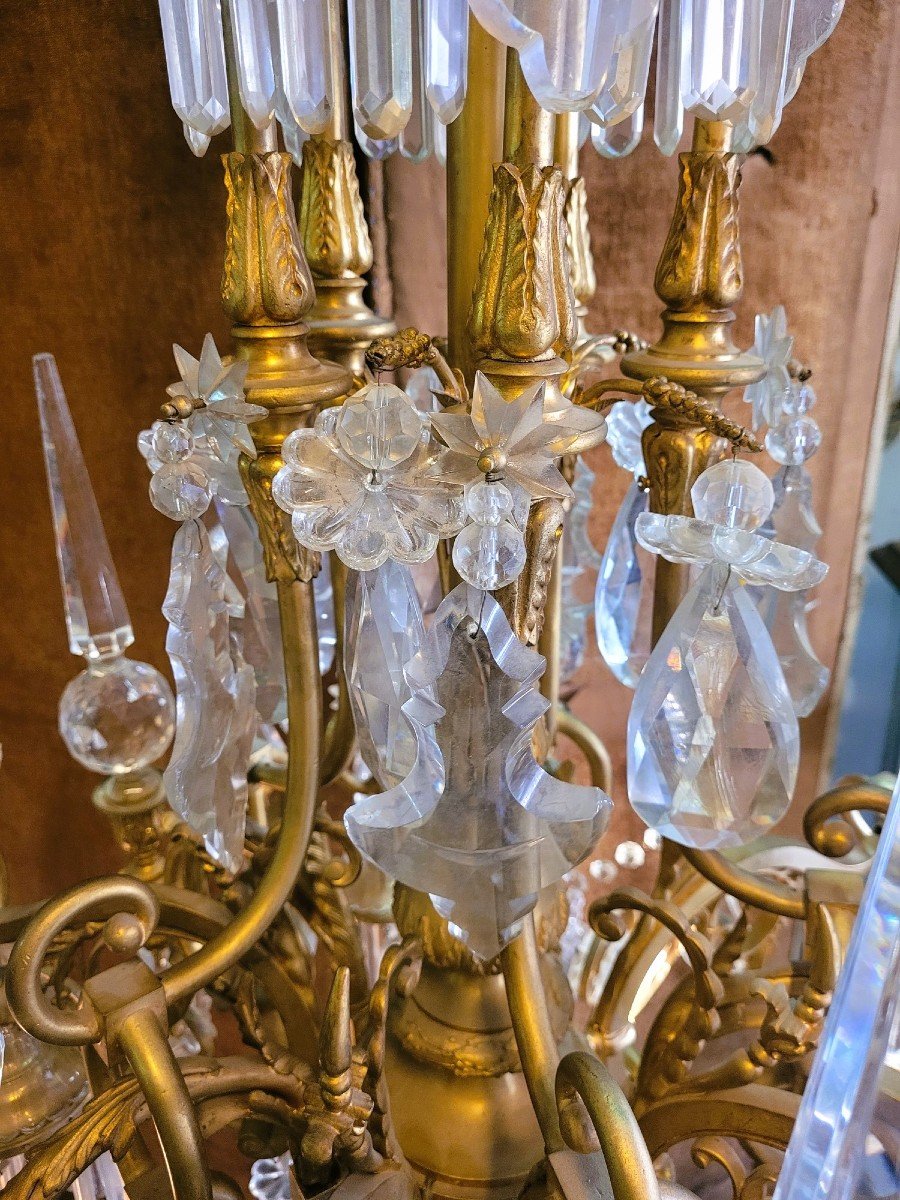 Large Chandelier In Gilt Bronze And Crystal, Napoleon III, Early 20th Century-photo-1