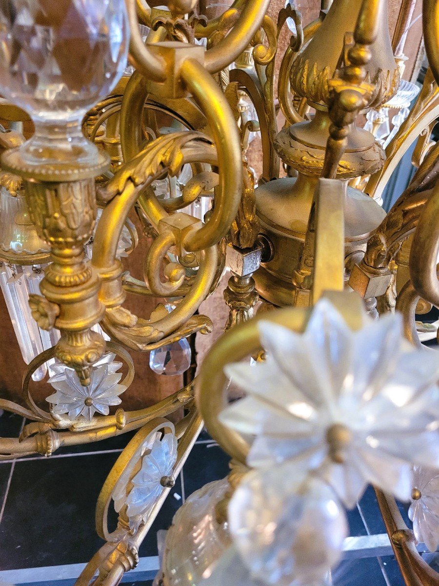 Large Chandelier In Gilt Bronze And Crystal, Napoleon III, Early 20th Century-photo-5