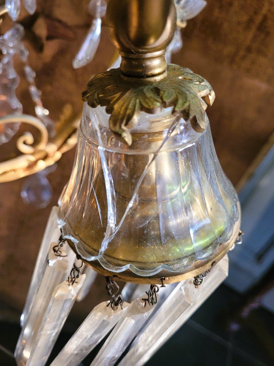 Large Chandelier In Gilt Bronze And Crystal, Napoleon III, Early 20th Century-photo-6