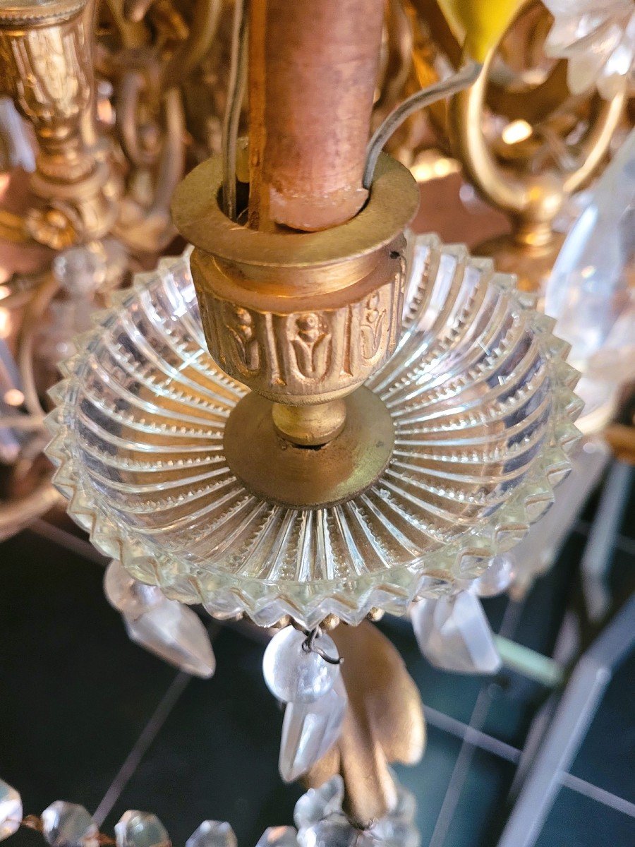 Large Chandelier In Gilt Bronze And Crystal, Napoleon III, Early 20th Century-photo-7