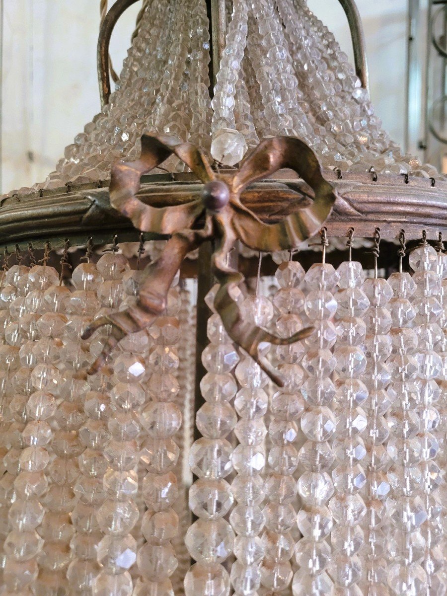 Large Chandelier (h153cm) Pearl Bag, Or Hot Air Balloon, Late 19th Early 20th Century-photo-2