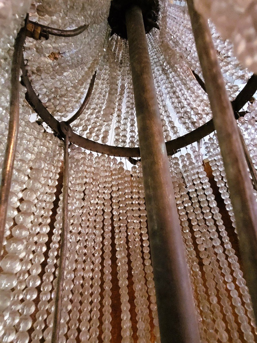 Large Chandelier (h153cm) Pearl Bag, Or Hot Air Balloon, Late 19th Early 20th Century-photo-4