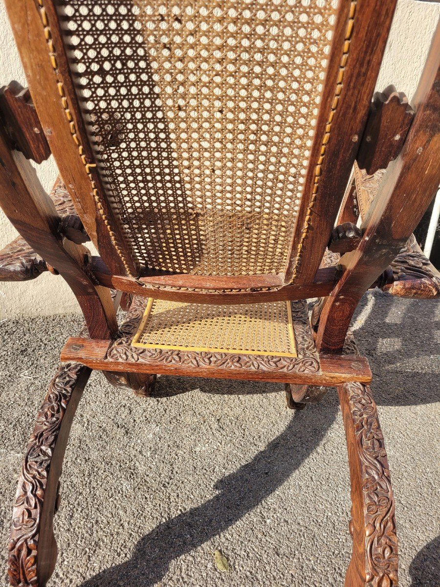 Carved Wooden Folding Armchair, India 19th Century-photo-6