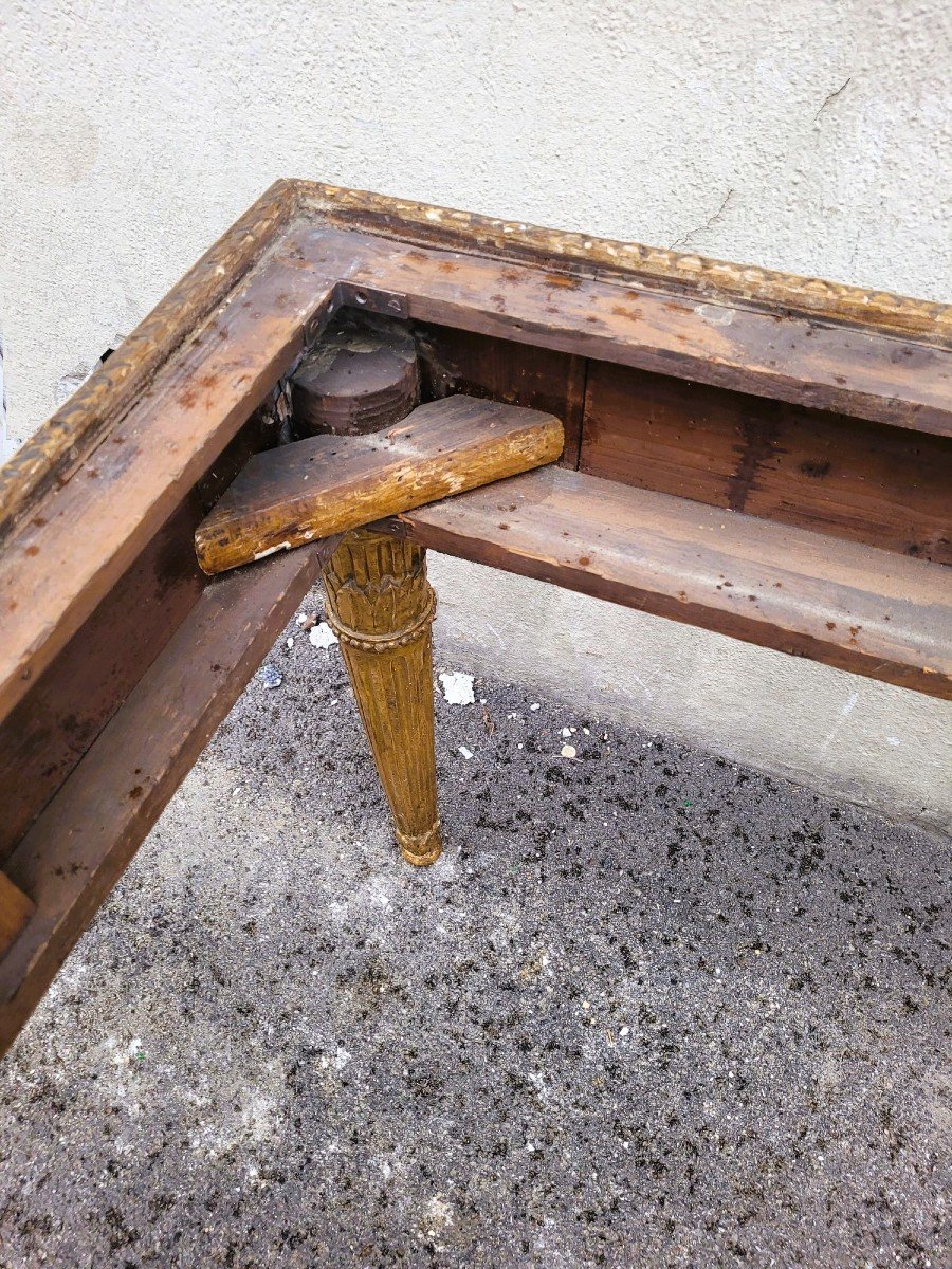 Table De Centre En Bois Doré Et Plateau De Marbre, Fin XIXème Siècle-photo-4