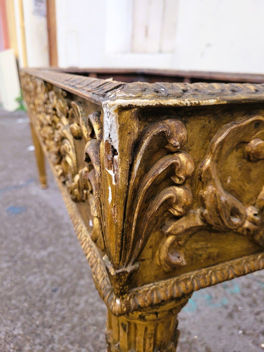 Table De Centre En Bois Doré Et Plateau De Marbre, Fin XIXème Siècle-photo-8