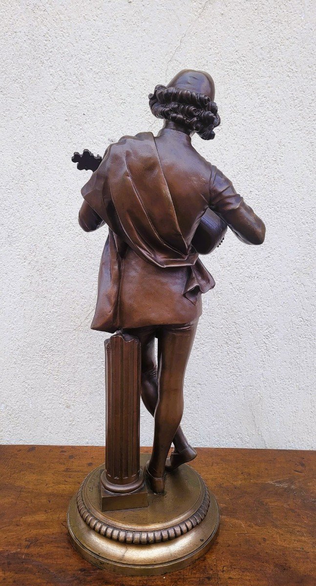 Paul Dubois, Le Chanteur Florentin du XVème siècle, Bronze Signé, XIXème Siècle-photo-3