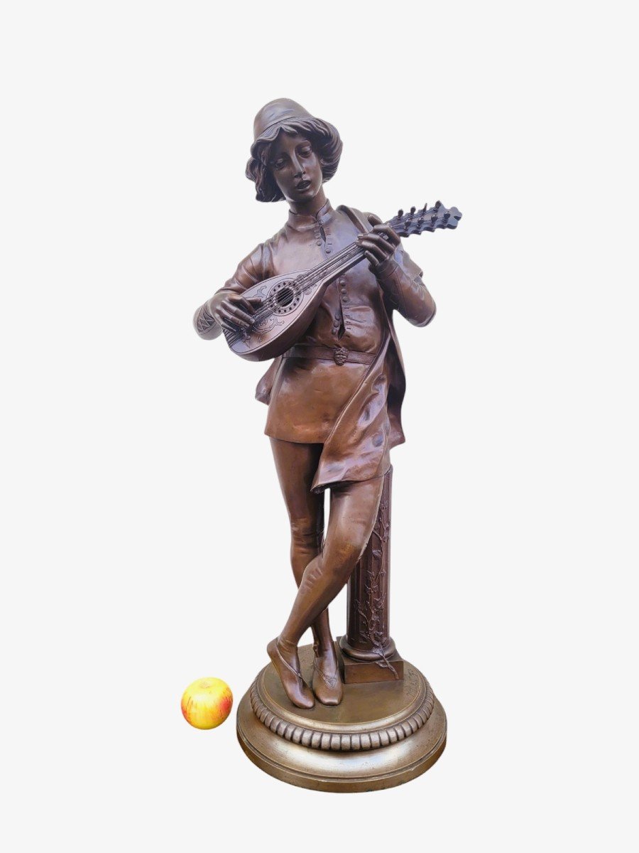 Paul Dubois, Le Chanteur Florentin du XVème siècle, Bronze Signé, XIXème Siècle-photo-8