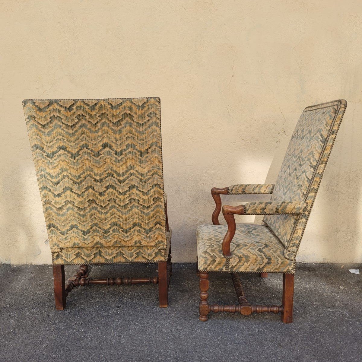 2 Louis XIII Period Armchairs With Tapestry -photo-2