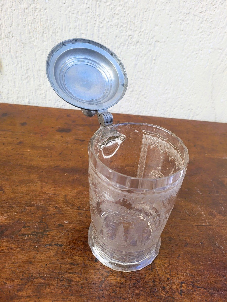 Cut And Engraved Glass Tankard, 18th/19th Century-photo-6