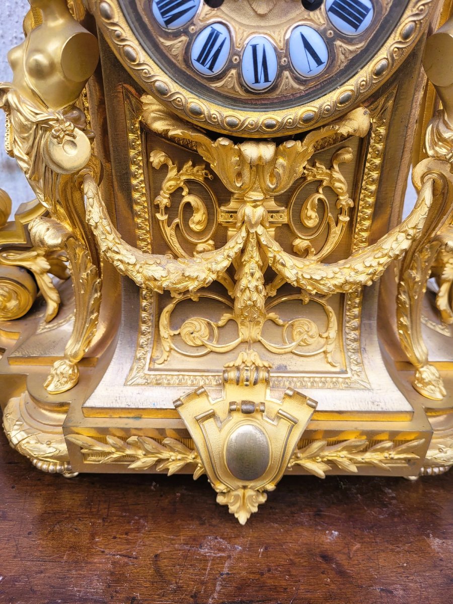 Gilt Bronze Fireplace Set, Napoleon III, 19th Century-photo-2