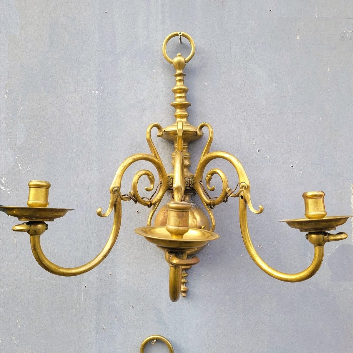 Pair Of "dutch" Bronze Wall Lights, 19th Century-photo-2