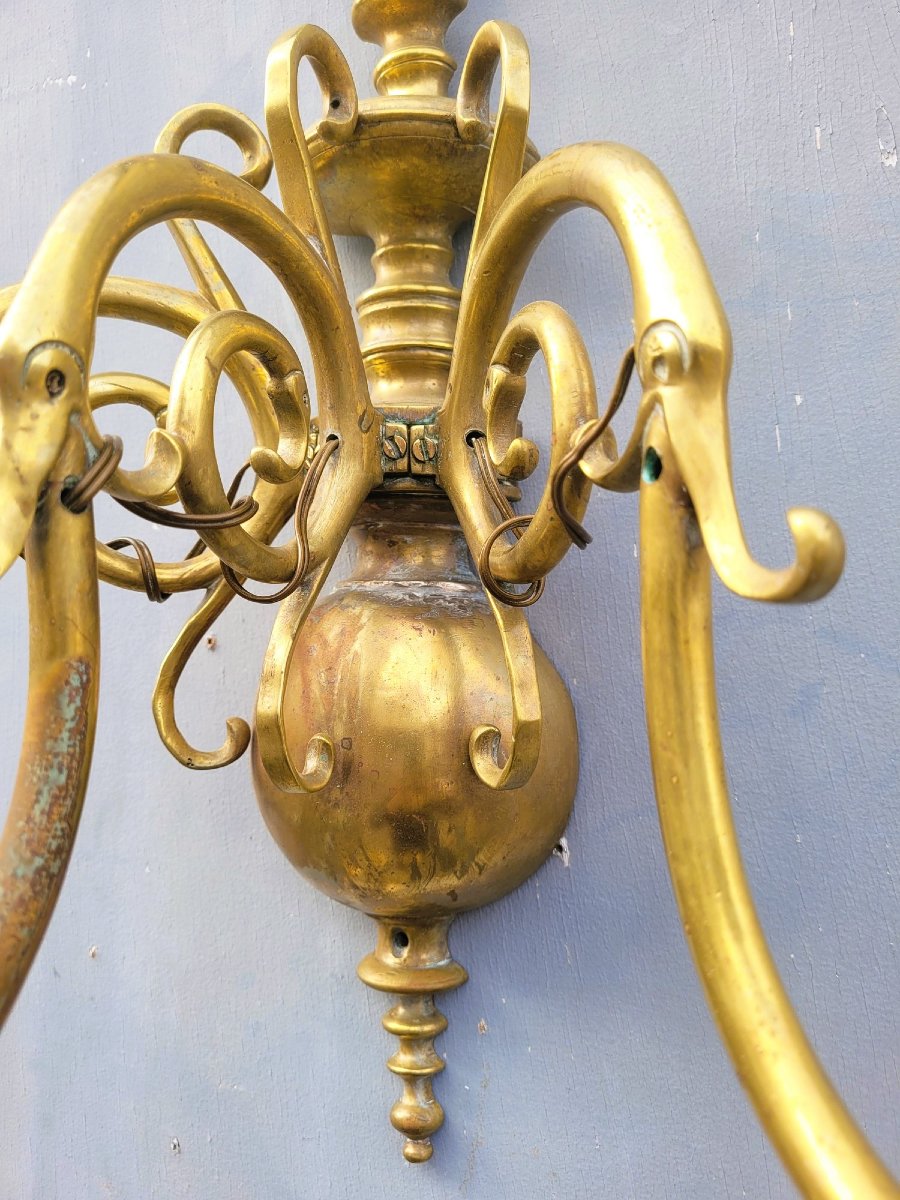 Pair Of "dutch" Bronze Wall Lights, 19th Century-photo-3