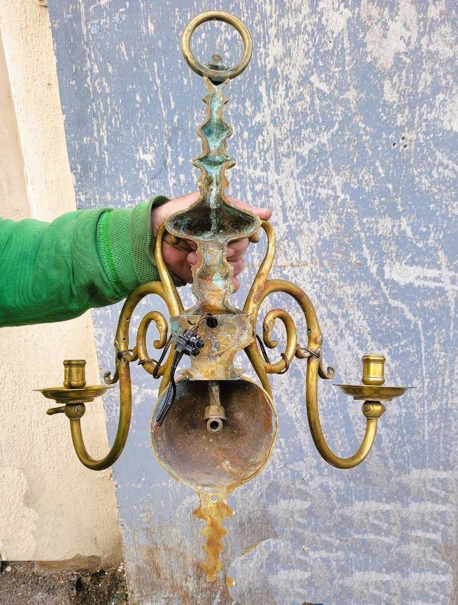 Pair Of "dutch" Bronze Wall Lights, 19th Century-photo-7