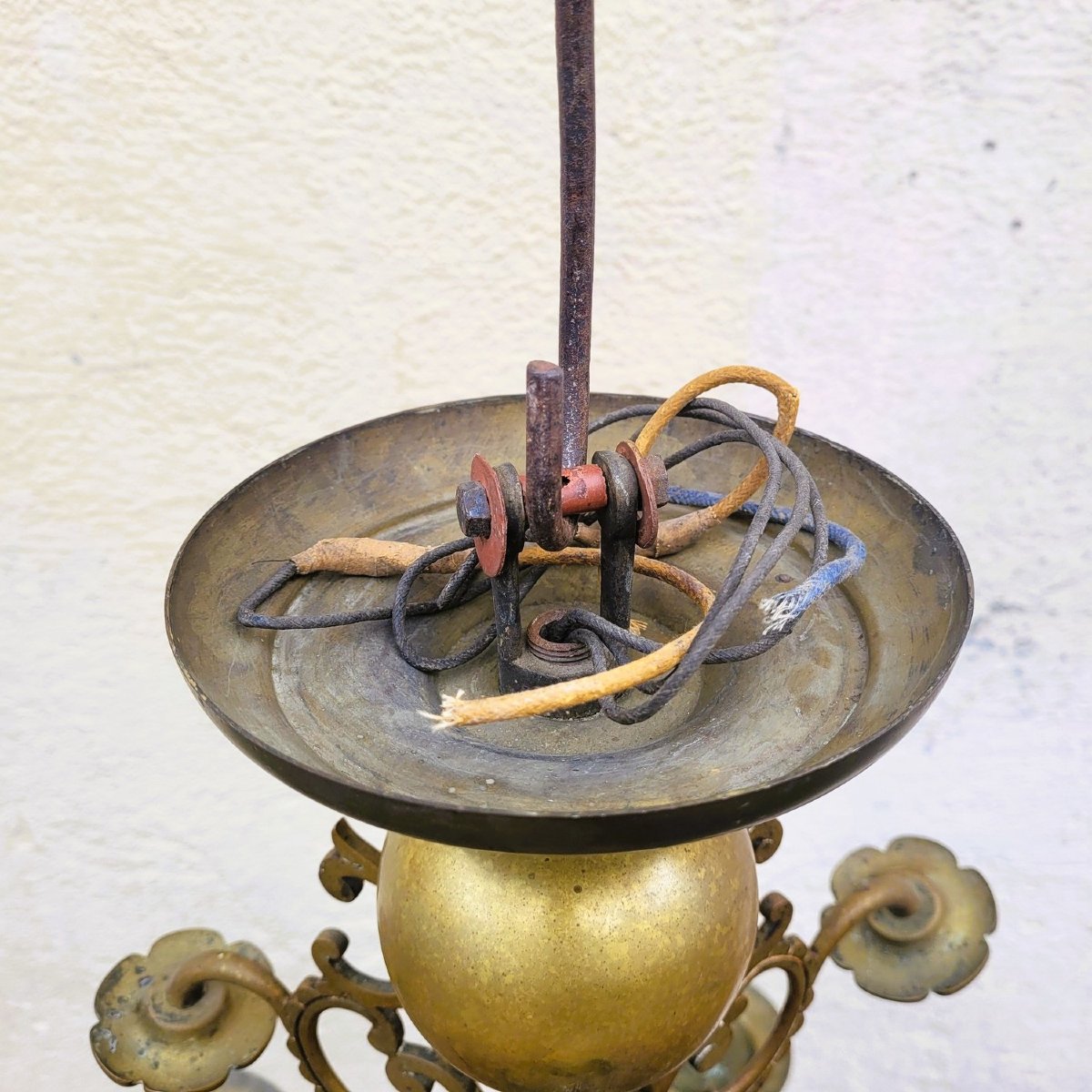 "dutch" Bronze Chandelier, Early 20th Century-photo-2