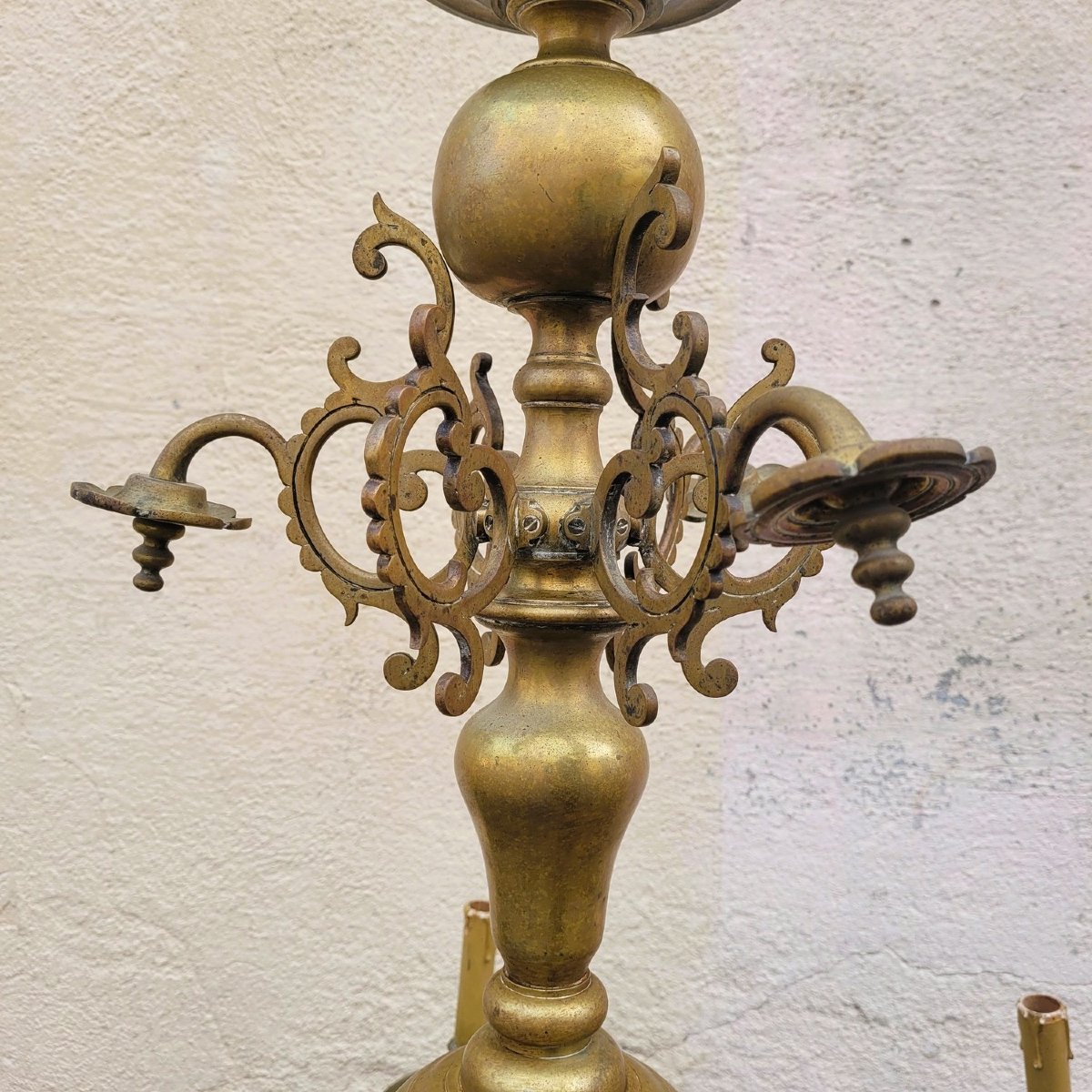 "dutch" Bronze Chandelier, Early 20th Century-photo-7